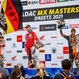 Gesamtsiegerehrung v.l.n.r.: Marnique Appelt ( Deutschland / KTM / Raths Motorsports), Maximilian Spies ( Deutschland / Huaqvarna / Husqvarna Junior Maddii Racing ) und Marcel Stauffer ( Österreich / KTM / Sturm Racing ) beim ADAC MX Youngster Cup